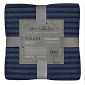 Покрывало 180х200 Полоска фланелевое синий индиго Покрывало 180х200 Полоска фланелевое синий индиго