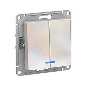 Выключатель встраиваемый 2 клавиши, цвет жемчуг, с подсветкой, SE AtlasDesign Выключатель встраиваемый 2 клавиши, цвет жемчуг, с подсветкой, SE AtlasDesign