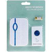  Звонок беспроводной, 32 мелодии, 100м радиус, IP20, бело-голубой Luazon LZDV-28 