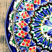  Тарелка Риштанская Керамика "Цветы", синяя, 15 см 2870518 