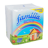 Салфетки бумажные FAMILIA PECETE 24х23 белые 100шт арт.5080553