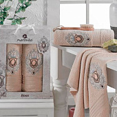  Комплект полотенец в коробке MERZUKA махровые 2 шт.BOSS (бежевый) 