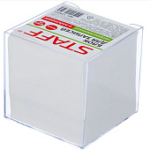  Блок для записей Staff в подставке прозрачной, куб 9х9х9 см, белый, 129201 