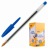  Ручка шариковая BIC Cristal, синяя, корпус прозрачный, узел 1мм, линия 0,4мм, 847898 