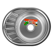 Мойка врезная 57x48см 0,6мм с сифоном овальная матовая AD4557 Accoona