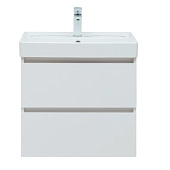  Тумба Вега подвесная 60 2 ящика бел.глянец с раковиной Ирис 308332+301802 Акванет 