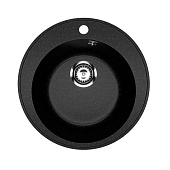  Мойка из искуственного камня круглая черный оникс матовая Soft-touch 475x475x170 с сифоном GR 475-004 Gota Rocio 