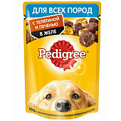  Влажный корм для собак Pedigree телятина, печень желе 85г 