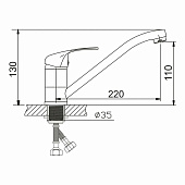  Смеситель для кухни Teruel с длинным изливом креп.гайка d35 G062110 Gota Rocio 