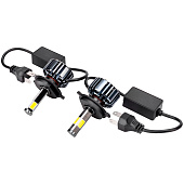  Автолампа диод H4 P43t 12/24V  25W 2500Лм SKYWAY вентилятор+драйвер ПРОТОН А4 6000К Белая коробка комп.2шт 