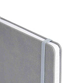  Блокнот А5 135x212мм BRAUBERG Edge, под кожу, резинка, держатель, 80л, клетка, серый, 117146 