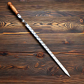  Шампур плоский узбекский для люля кебаб широкий 50см/2см с деревянной ручкой 4981231 