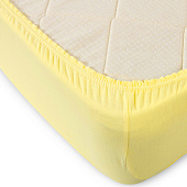 Простыня на резинке 200х200 сатин желтый крем Простыня на резинке 200х200 сатин желтый крем