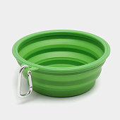 Миска складная силиконовая с карабином Мой Бро, цвет зеленый, 485-008 Миска складная силиконовая с карабином Мой Бро, цвет зеленый, 485-008