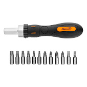 Отвертка реверсивная с набором бит, CrV, 12шт, Sparta Отвертка реверсивная с набором бит, CrV, 12шт, Sparta