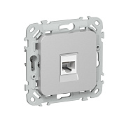 Розетка компьютерная встраиваемая RJ45 UTP cat 5e, цвет алюминий, IEK FLITE