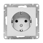  Розетка встраиваемая с заземлением, цвет алюминий,  EKF Эпика 