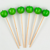 Шпажки «Яблочки», 11 см, набор 6 шт., цвет зелёный 