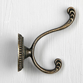 Крючок мебельный KM212AB, двухрожковый, цвет бронза 1866218 Крючок мебельный KM212AB, двухрожковый, цвет бронза 1866218