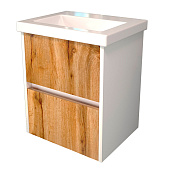 Тумба Stella 50 подвесная с двумя ящиками Белый/Дуб Вотан с раковиной Como 50 Stl.01.50/1WDVo Encanto Тумба Stella 50 подвесная с двумя ящиками Белый/Дуб Вотан с раковиной Como 50 Stl.01.50/1WDVo Encanto