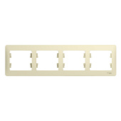 Рамка для розеток и выключателей, 4 поста, цвет бежевый, SE Glossa Рамка для розеток и выключателей, 4 поста, цвет бежевый, SE Glossa