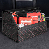 Бокс-органайзер в багажник SKYWAY EXPENSIV 49х30х30см Алькантара Черный, строчка красная Бокс-органайзер в багажник SKYWAY EXPENSIV 49х30х30см Алькантара Черный, строчка красная