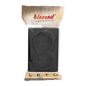  Розетка двойная накладная без заземления, цвет черн. бархат, Lezard LETO 