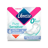 Гигиенические прокладки Либресс Г/п Ультра Pure Sensitive ночные 6 Гигиенические прокладки Либресс Г/п Ультра Pure Sensitive ночные 6