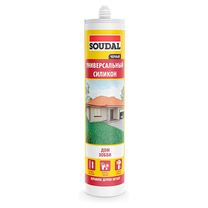  Герметик унивесальный силиконовый черный Soudal 280мл. 