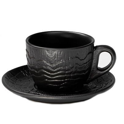  Чайная пара Magistro Black style,фарфор, чёрная 10630437 
