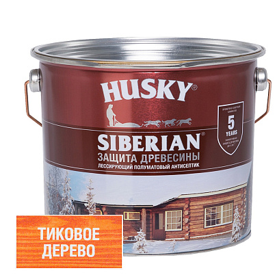 Антисептик HUSKY SIBERIAN полуматовый тиковое дерево 2,7л Антисептик HUSKY SIBERIAN полуматовый тиковое дерево 2,7л