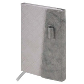  Ежедневник недатированный А5 BRAUBERG Stitch, 160л, под кожу, магнит,серый, 116591 