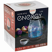 Чайник Energy E-250 черный 2200Вт, 1.7л, диск, стекло/пластик, внутренняя подсветка