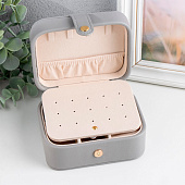  Шкатулка для украшений Стёганая матовая, 12х10х6,3 см, кожзам, серая, 9743489 