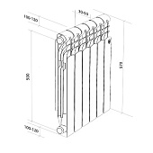 Радиатор алюминиевый Royal Thermo Revolution 500 12 секц. Радиатор алюминиевый Royal Thermo Revolution 500 12 секц.