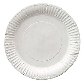Тарелка одноразовая бумажная «Белая» картон, 17 см набор 100 шт Тарелка одноразовая бумажная «Белая» картон, 17 см набор 100 шт