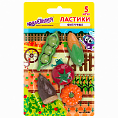 Набор ластиков фигурных ЮНЛАНДИЯ "Огород", 5 шт., ассорти, 229595 Набор ластиков фигурных ЮНЛАНДИЯ "Огород", 5 шт., ассорти, 229595