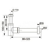 Сифон для раковины Виркэн 1 1/4"х32 без выпуска, с отводом хром 31640003 Сифон для раковины Виркэн 1 1/4"х32 без выпуска, с отводом хром 31640003