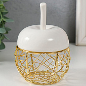  Шкатулка для украшений «Яблочко», керамика, металл, белая, 8.5?8.5?12 см 