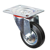  Опора колесная повор.на площ.125мм сталь/резин (черный 1 шт)(100кг) 