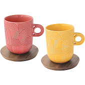 Набор из 2-х кружек "Радуга" 0.35л (красн.+жёлтый) на подставке EL-R1780/TLO2 Набор из 2-х кружек "Радуга" 0.35л (красн.+жёлтый) на подставке EL-R1780/TLO2