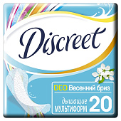 Ежедневные гигиенические прокладки DISCREET Deo Spring Breeze Multiform Single 20шт Ежедневные гигиенические прокладки DISCREET Deo Spring Breeze Multiform Single 20шт