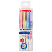  Набор текстовыделителей СТИРАЕМЫХ 4 ЦВЕТА, BRAUBERG REWIND, линия 1-4 мм, 152510 