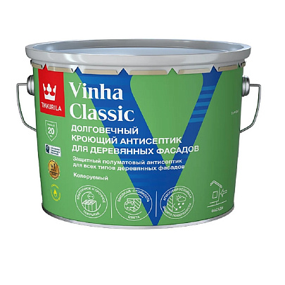  Антисептик кроющий полуматовый Tikkurila VINHA CLASSIC VVA 9л 