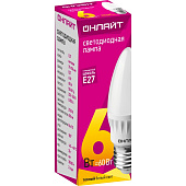  Лампа LED 6Вт Е27, свеча, 2700К теплый ОНЛАЙТ 