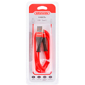 Кабель USB - Type-C 15W 3A SKYWAY в мягкой оплетке красный 1м
