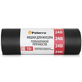 Мешки для мусора ПВД, 180 л, 40 мкм, 10 шт. в рулоне, PATERRA PROFI 106-061
