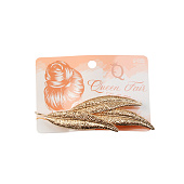  Заколка-автомат для волос "Либерти", узкие листочки, 11 см, золото, 5503068 