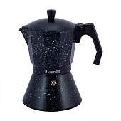 Кофеварка гейзерная 450мл (9 порций) из алюминия с широким индукц. дном (черный мрамор) 2513MR Кофеварка гейзерная 450мл (9 порций) из алюминия с широким индукц. дном (черный мрамор) 2513MR