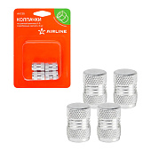  Колпачок на вентиль металл AIRLINE К-9 серебро 4 шт 